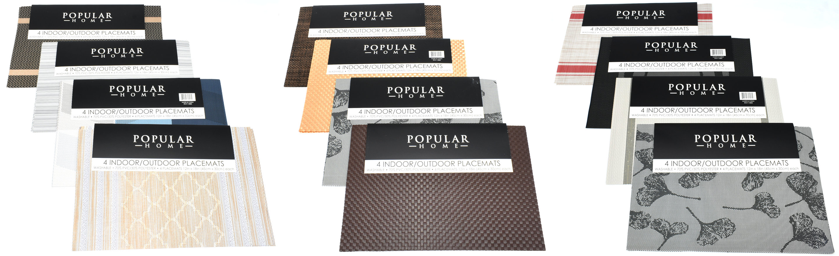 PLACEMATS,  4 PK,  TEXTILENE,  ASSORTED COLORS