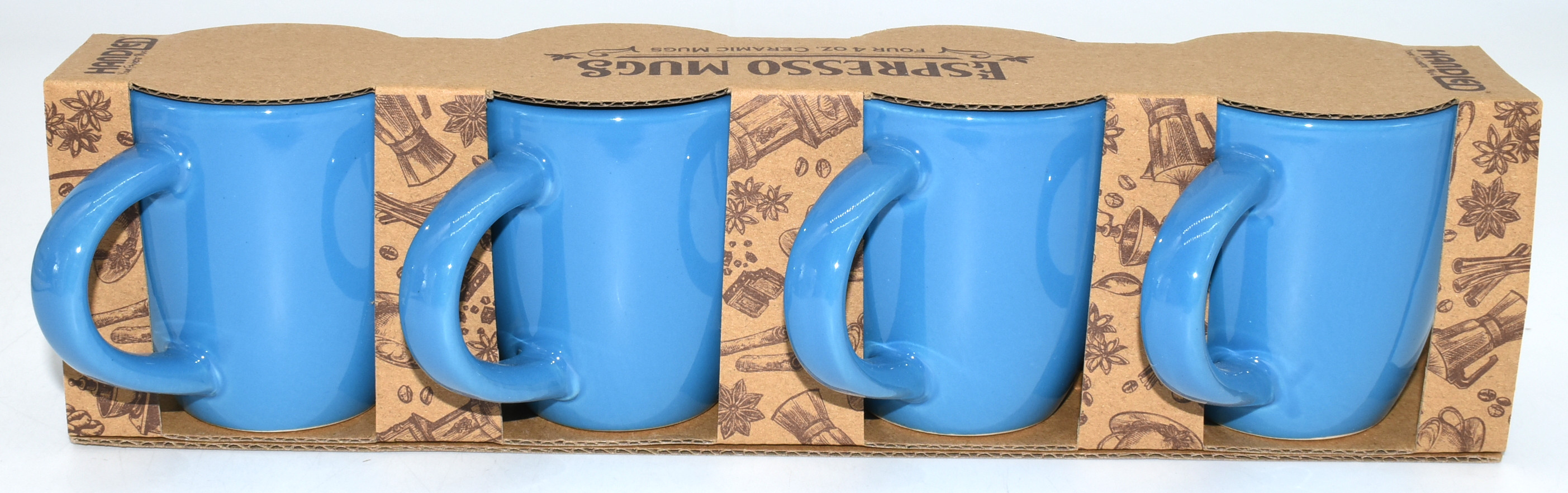 MUG, 4PK, ESPRESSO, 4OZ, BLUE,  CERAMIC