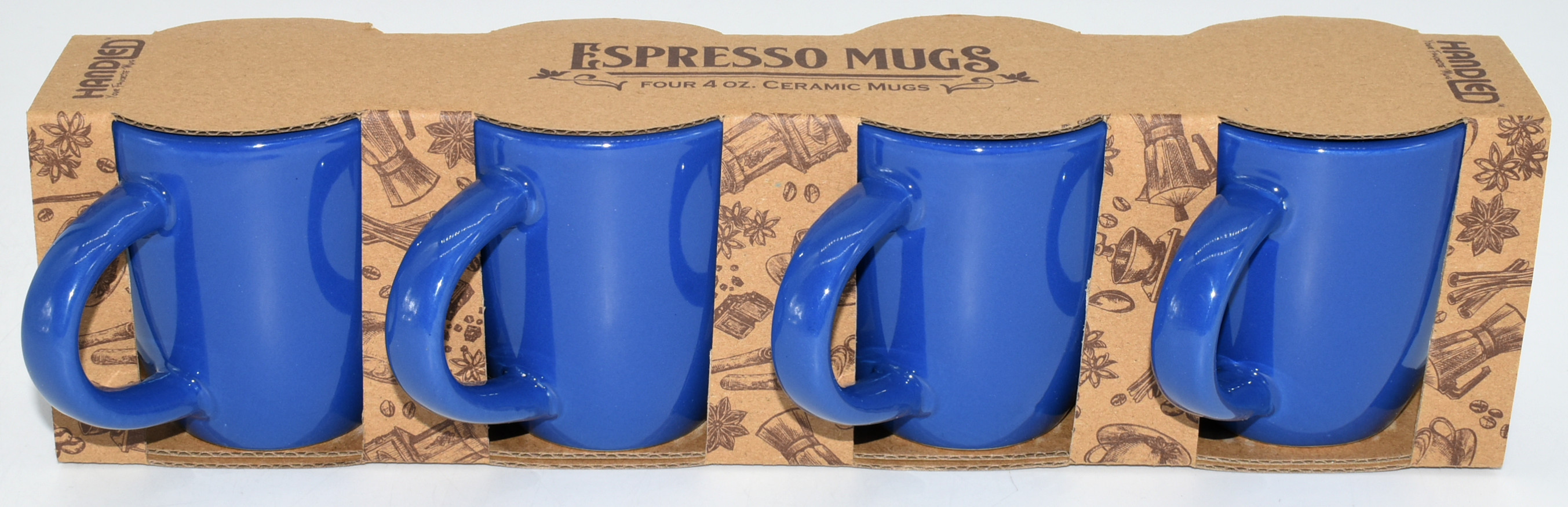 MUG, 4PK, ESPRESSO, 4OZ, BLUE,  CERAMIC
