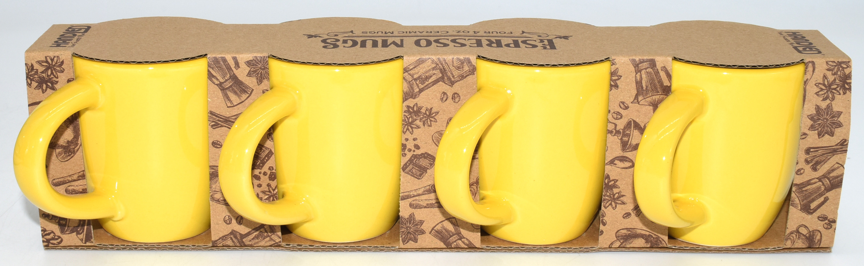 MUG, 4PK, ESPRESSO, 4OZ, YELLOW,  CERAMIC
