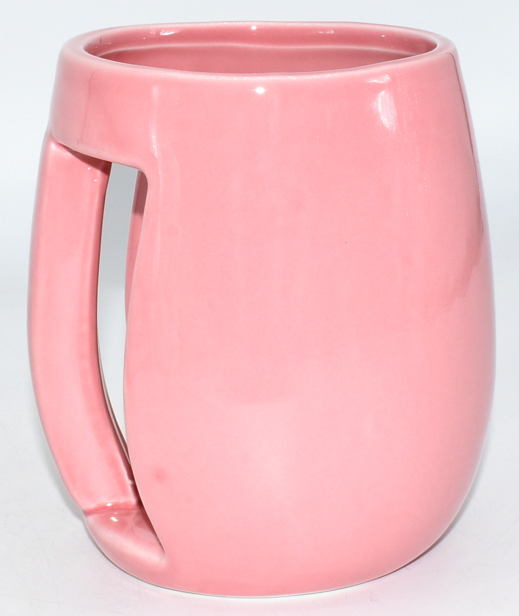 MUG, INVERTED C HANDLE, PINK,  STONEWARE