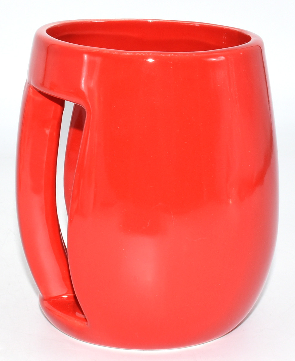 MUG, INVERTED C HANDLE, RED,  STONEWARE