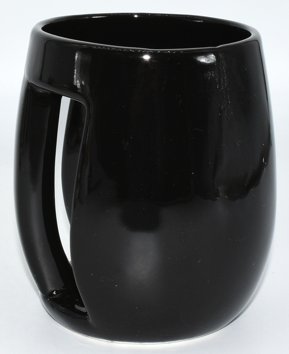 MUG, INVERTED C HANDLE, BLACK,  STONEWARE