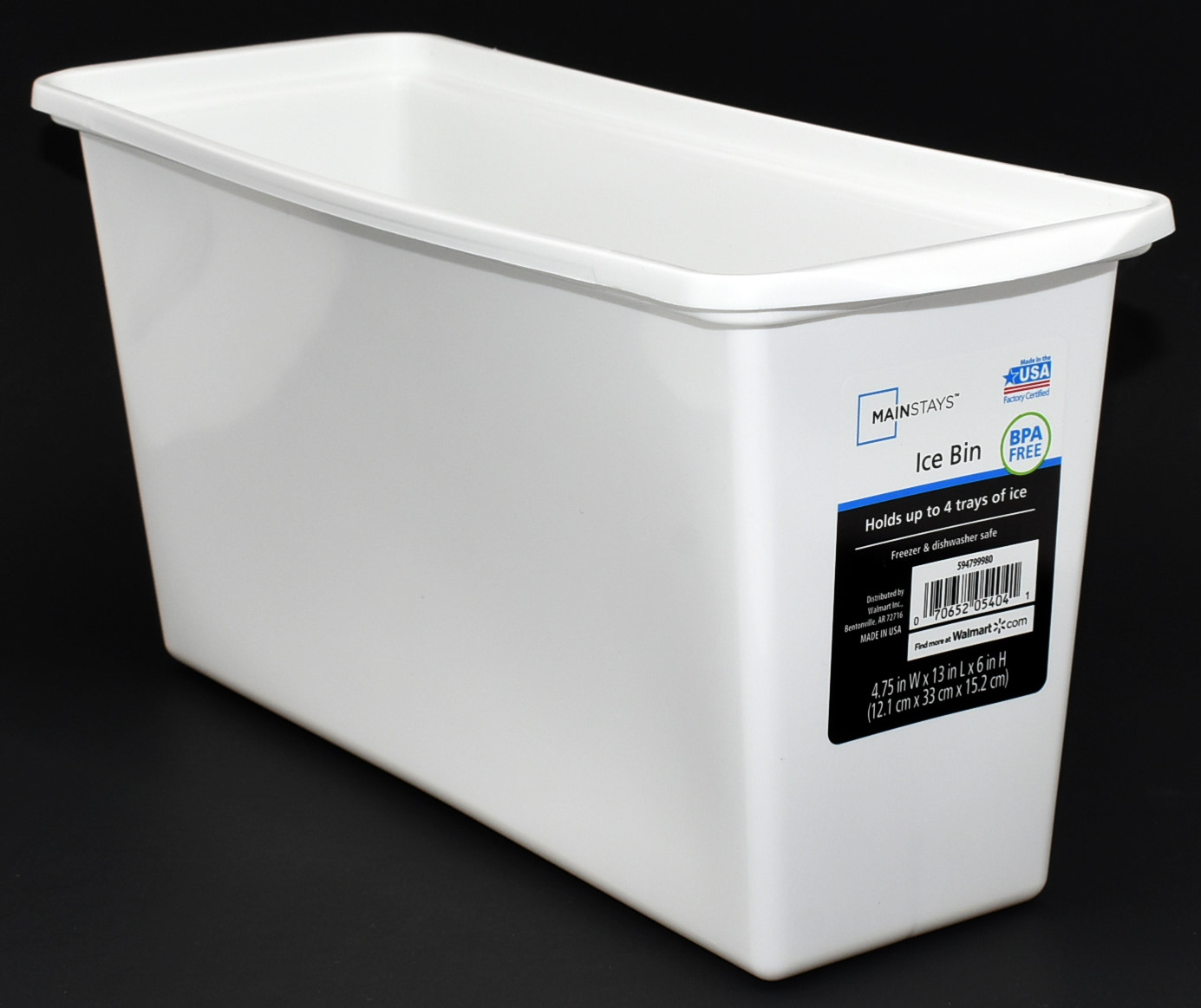 ICE BIN, PLASTIC, 4.75WX13LX6H