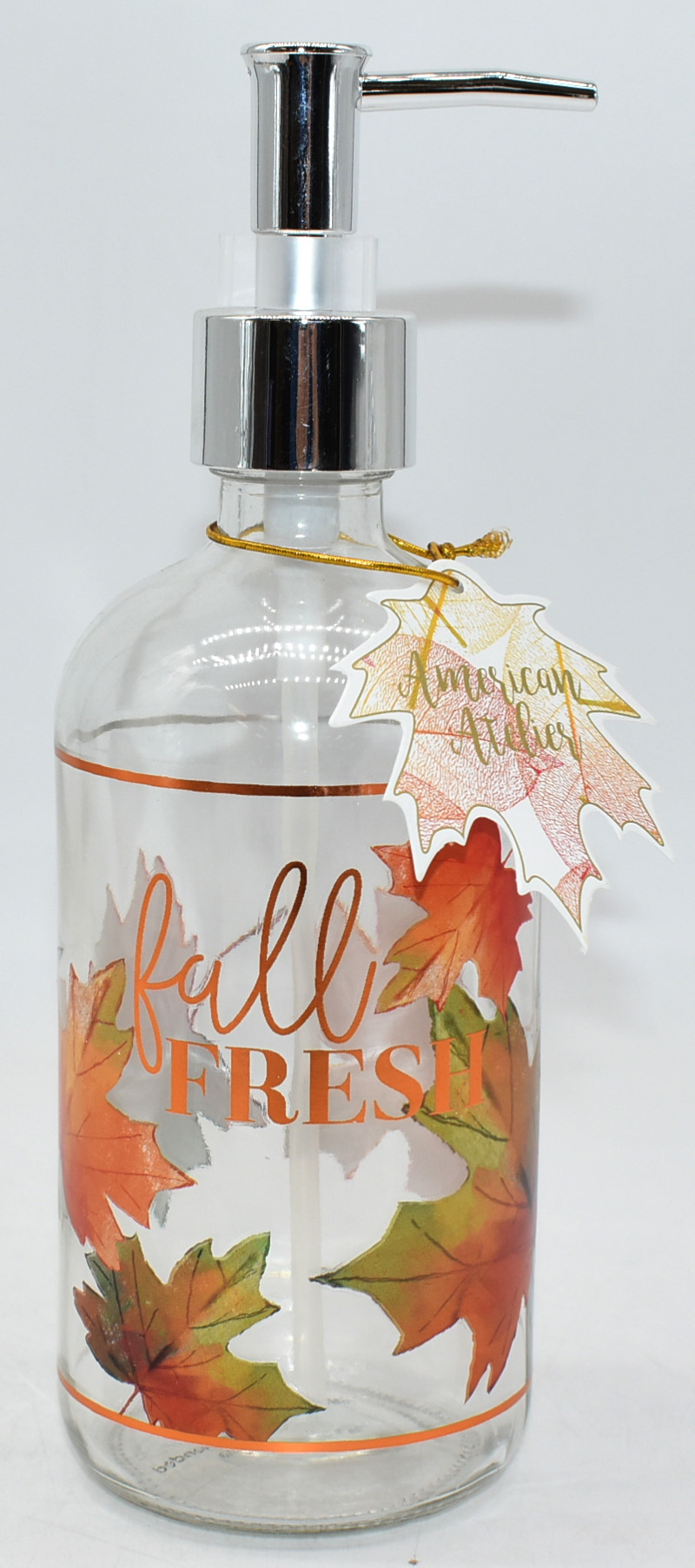 LOTION DISPENSER, 16OZ, FALL,  HARVEST, GLASS