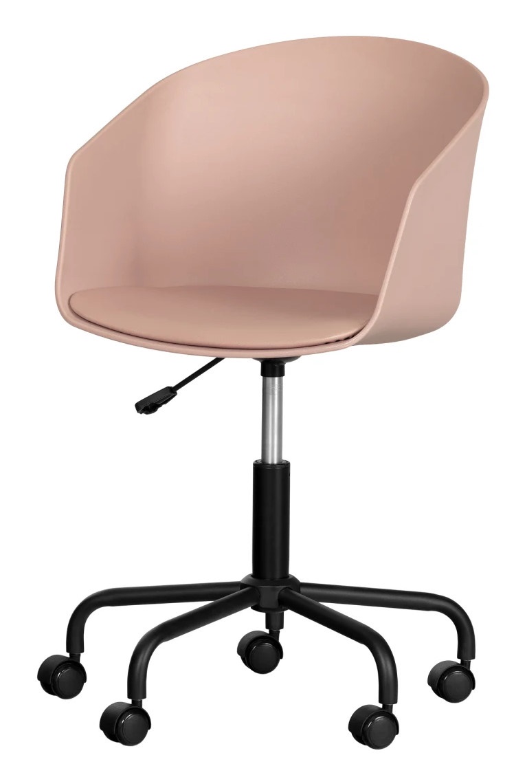 CHAIR, OFFICE, PINK AND BLACK,  SWIVEL, FLAM