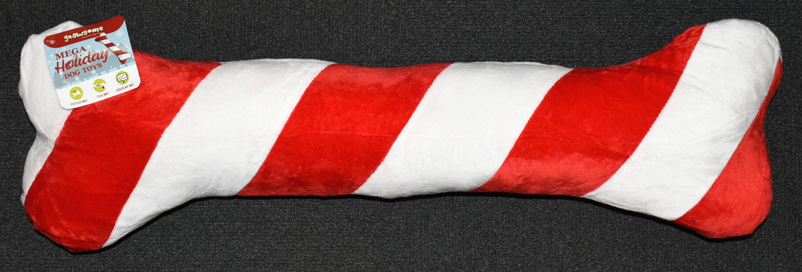 DOG TOY,  PLUSH,  RED AND WHITE BONE,  26