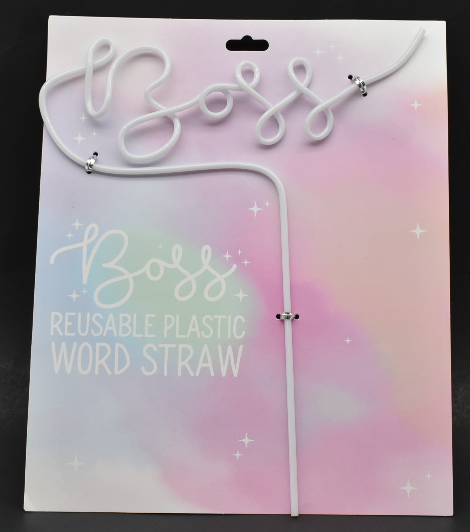STRAW, ACRYLIC WORD, BOSS 9IN.X11IN. PEGGABLE