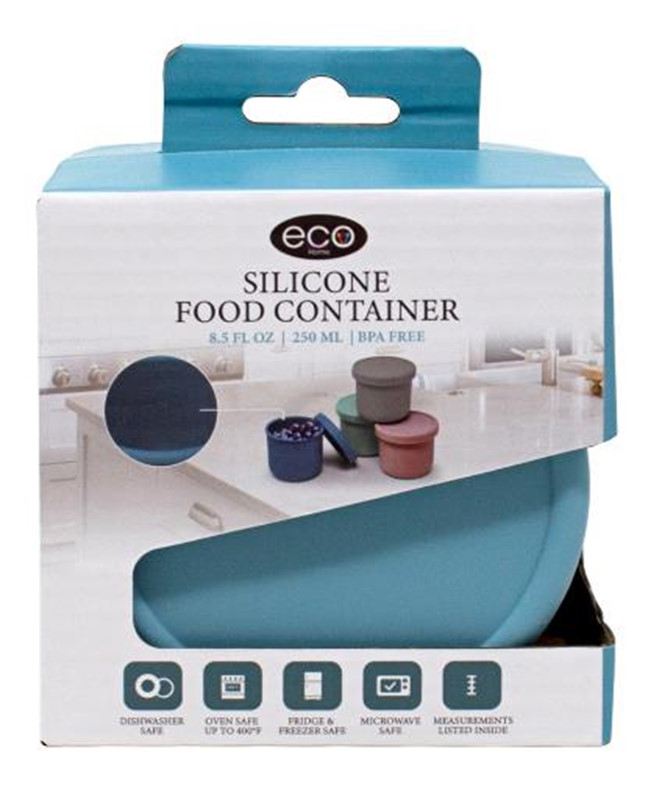 FOOD STORAGE,  ROUND,  SILICONE 8.5 OZ,  SKY BLUE