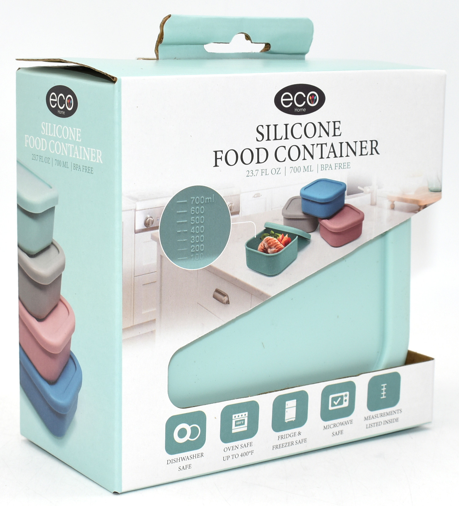 FOOD STORAGE,  6X3X10,  SILICONE CONTAINER,  GREEN