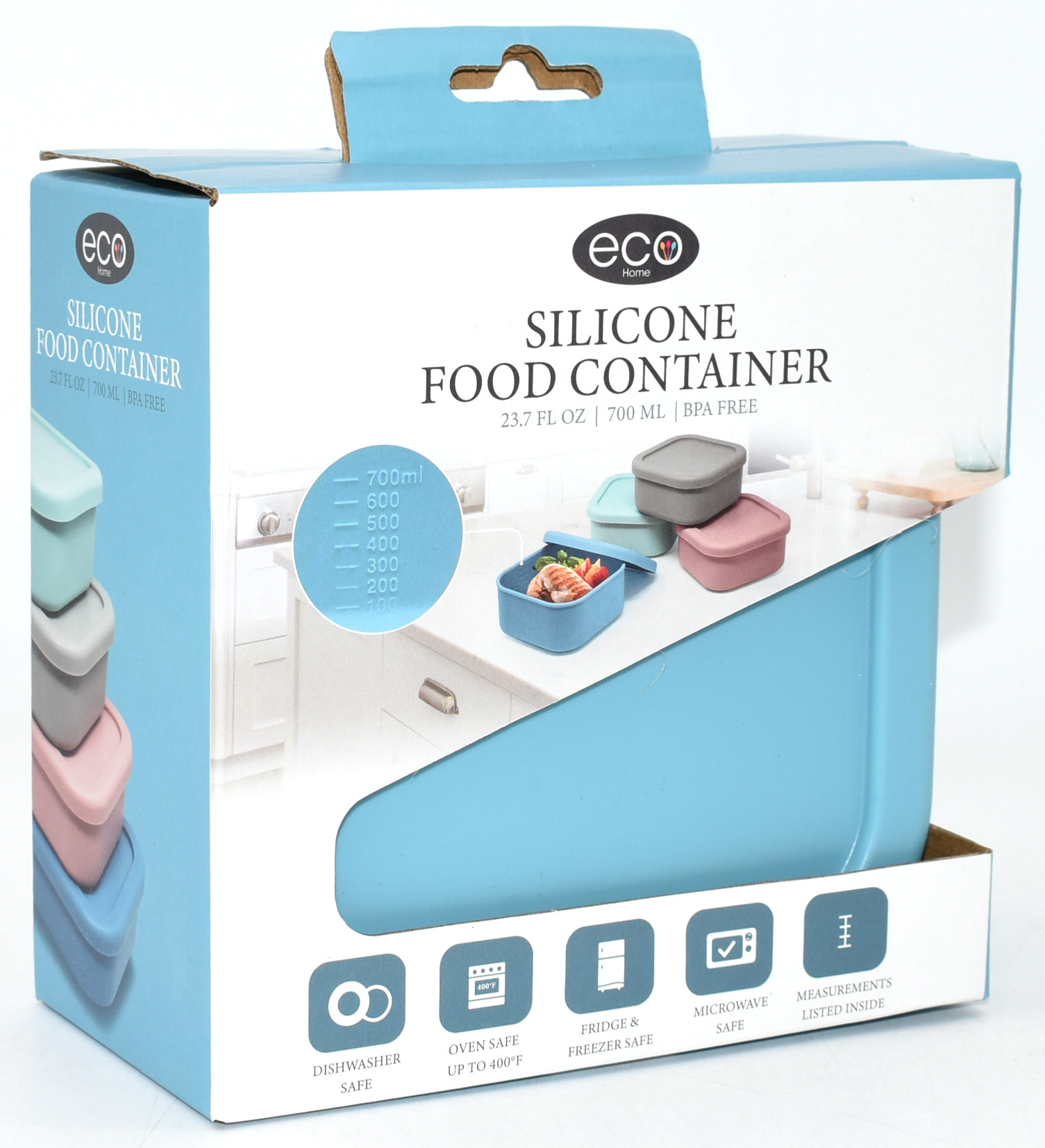 FOOD STORAGE,  6X3X10,  SILICONE CONTAINER,  BLUE