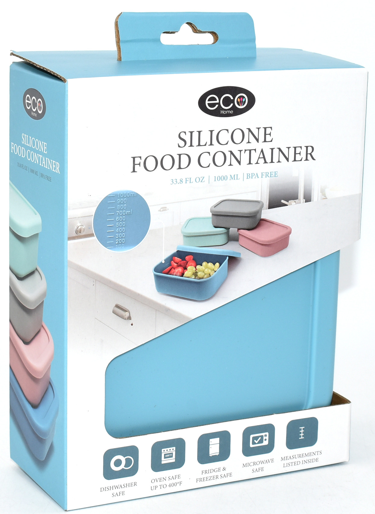 FOOD STORAGE,  6X3X10,  SILICONE CONTAINER,  BLUE