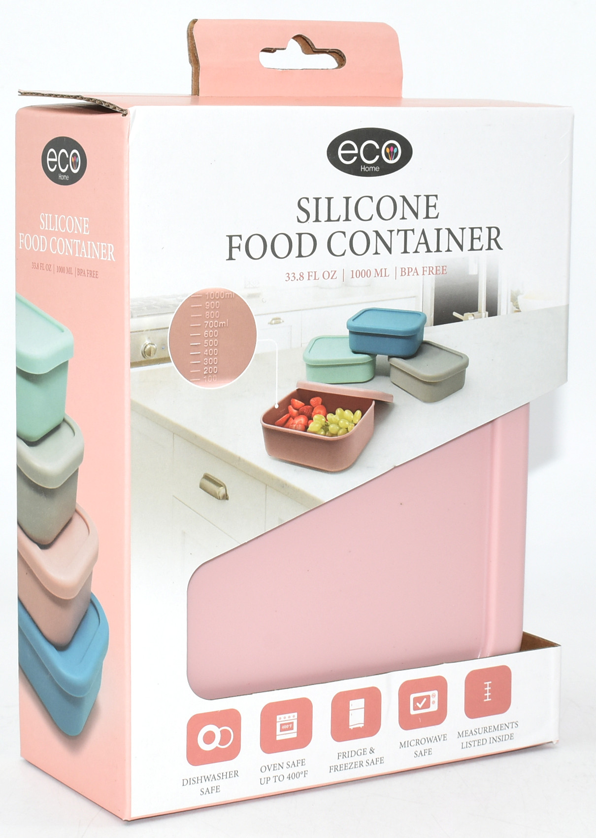 FOOD STORAGE,  6X3X10,  SILICONE CONTAINER,  PINK