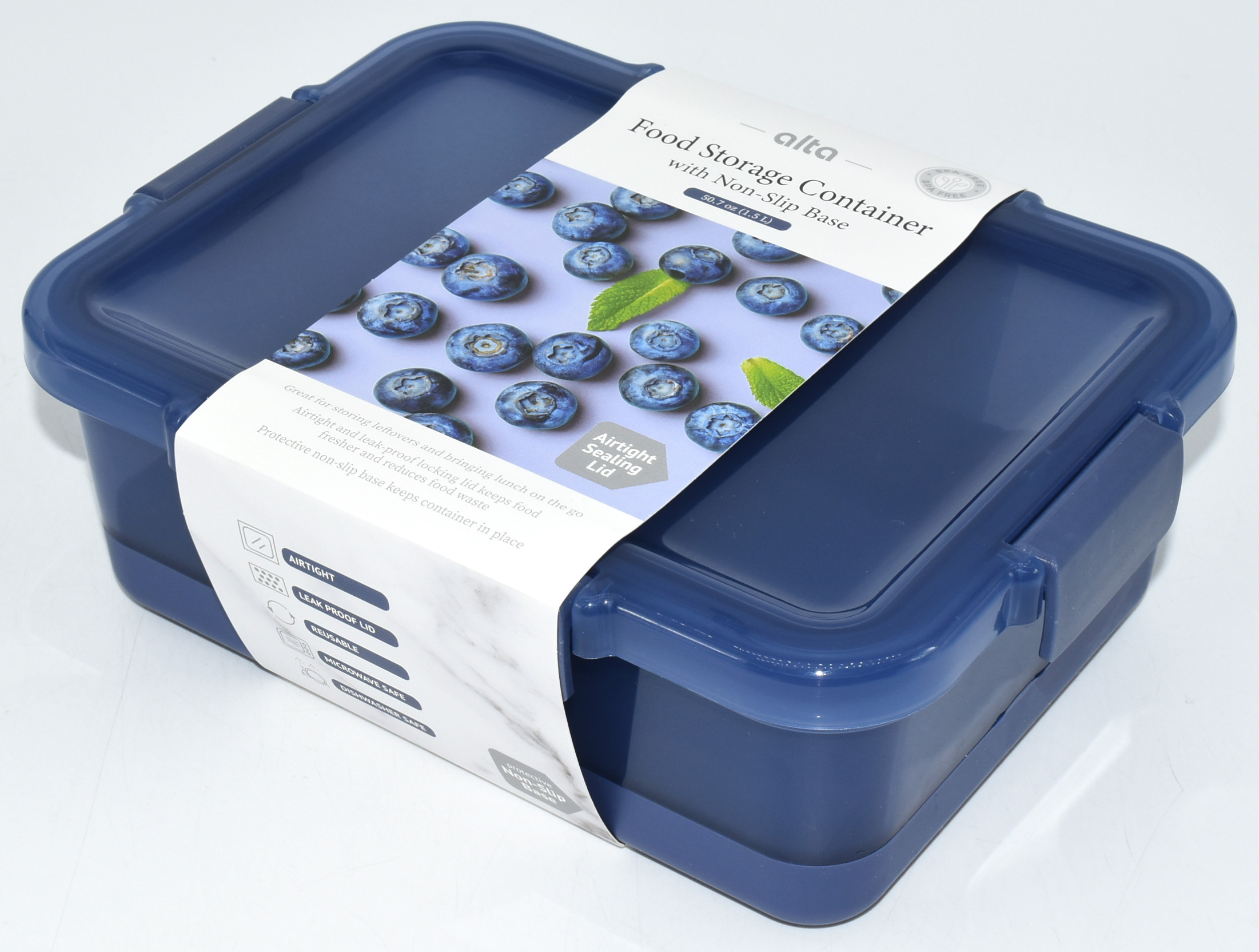 CONTAINER,  FOOD STORAGE,  51 OZ AIRTIGHT,  NAVY BLUE,  NON SLIP
