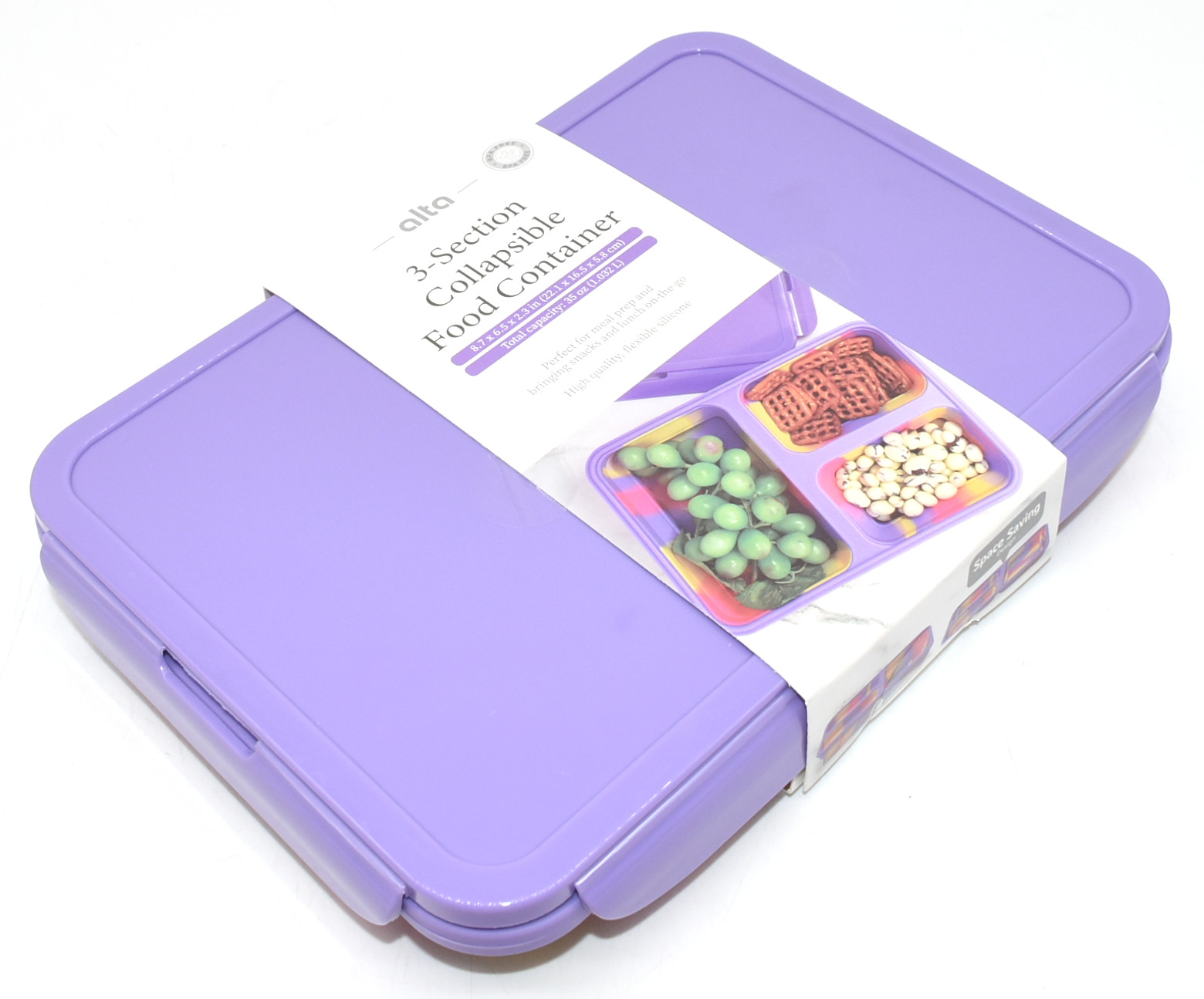 FOOD STORAGE,  COLLAPSIBLE,  SILICONE,  TIE DYE,  BLUE,  9X7X2