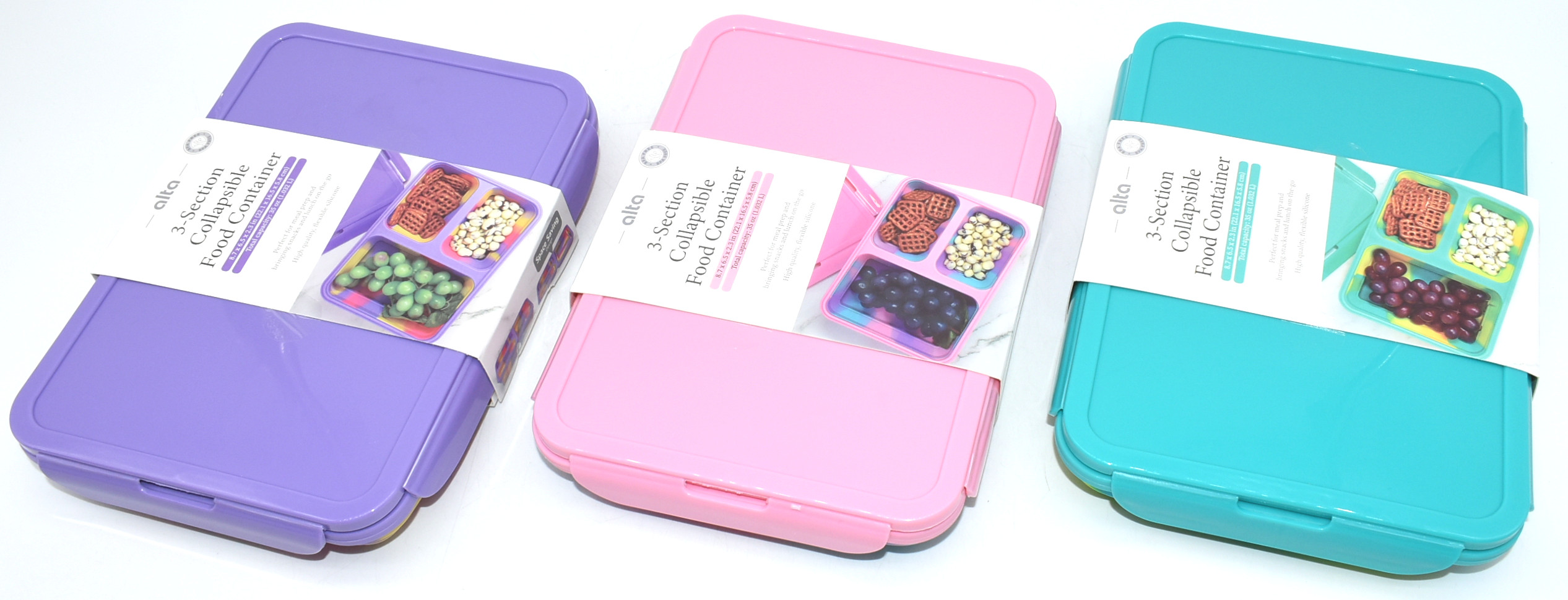 FOOD STORAGE,  COLLAPSIBLE,  SILICONE,  TIE DYE,  ASST,  9X7X2