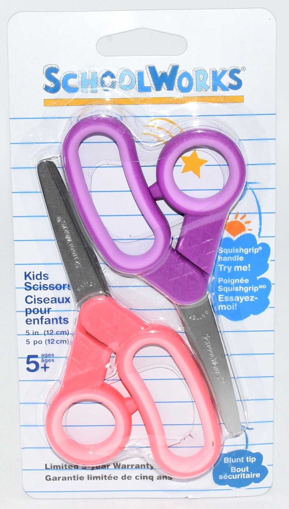 SCISSORS, 2PK, 5IN, SW, BLISTER CARDED, RETAIL PACKAGED