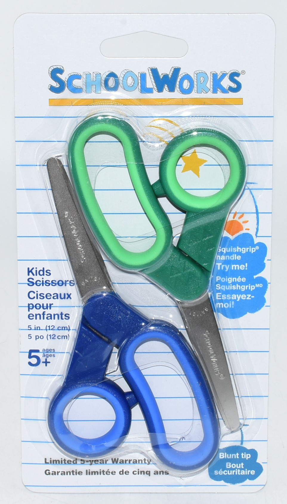 SCISSORS, 2PK, 5IN, SW, BLISTER CARDED, RETAIL PACKAGED