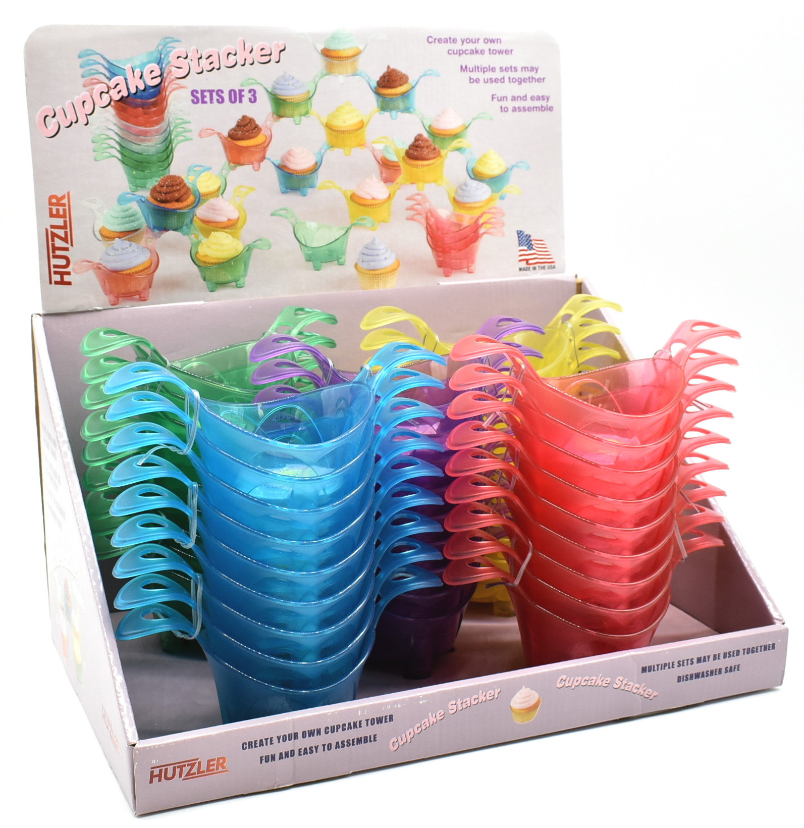 CUPCAKE STACKERS, 3PC SET, ASST. PLASTIC, COUNTER DISPLAY