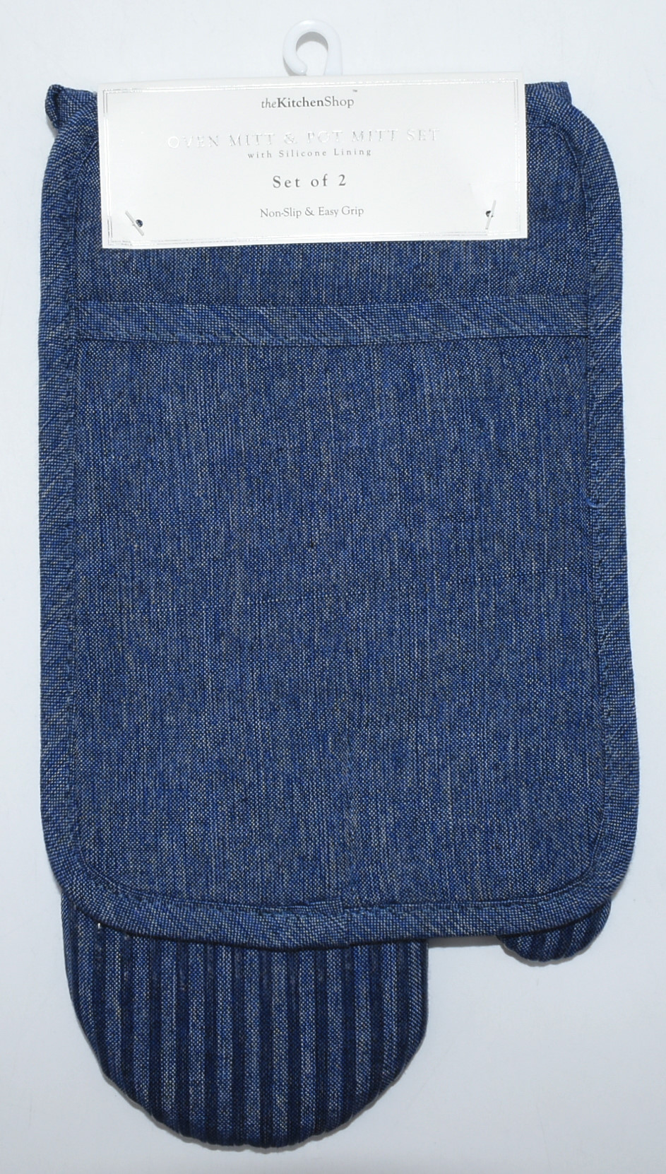 OVEN MITT/POTHOLDER SET,  2 PC,  SILICONE LINED,  NAVY