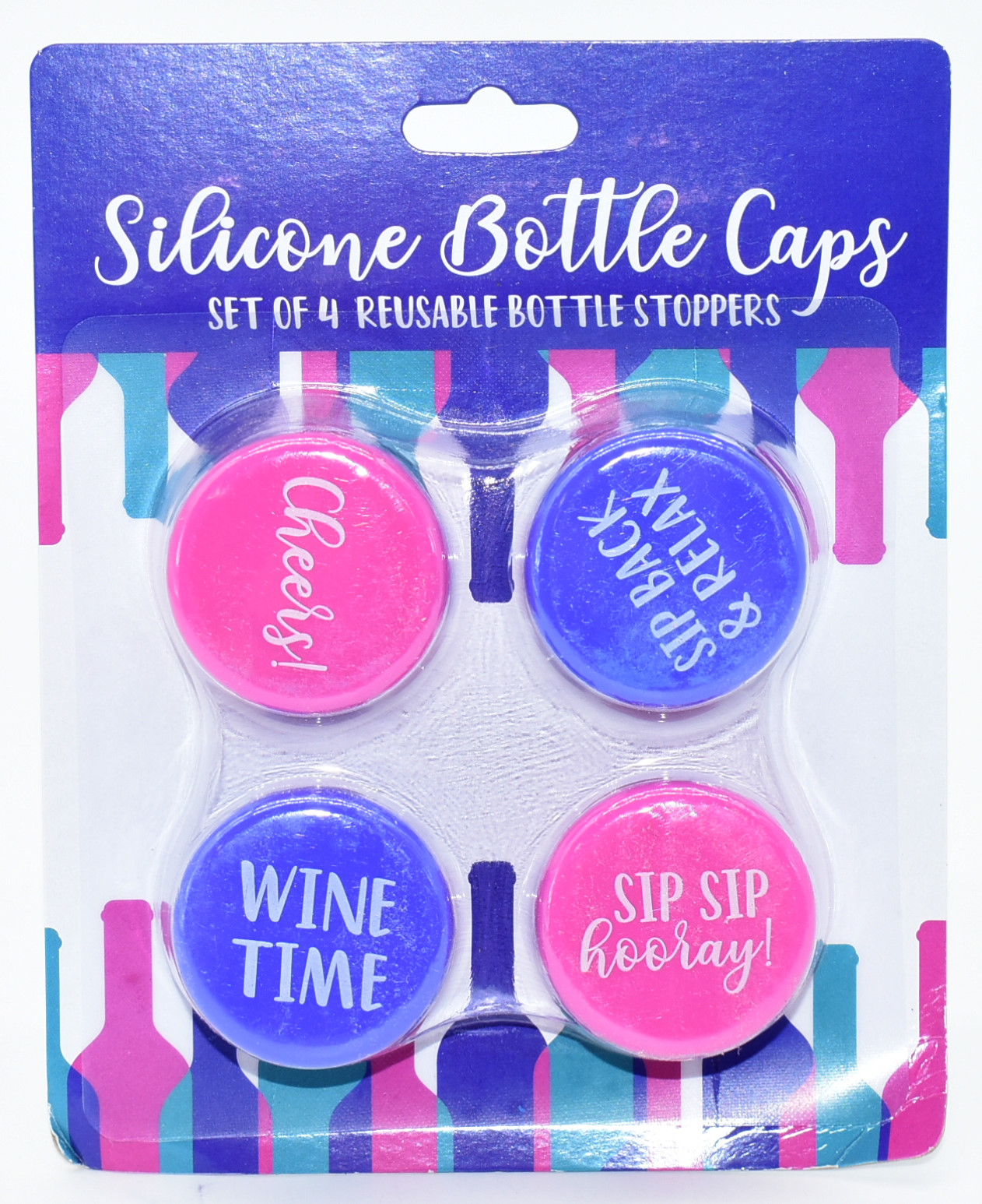 BOTTLE STOPPERS,  SILICON,  4 CT
