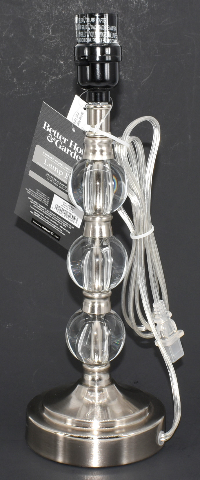 Bijoux Modern Table Lamp - 25.5" High, Brushed Nickel & Multi-Colored Acrylic Column, Purple Drum Shade - View #8