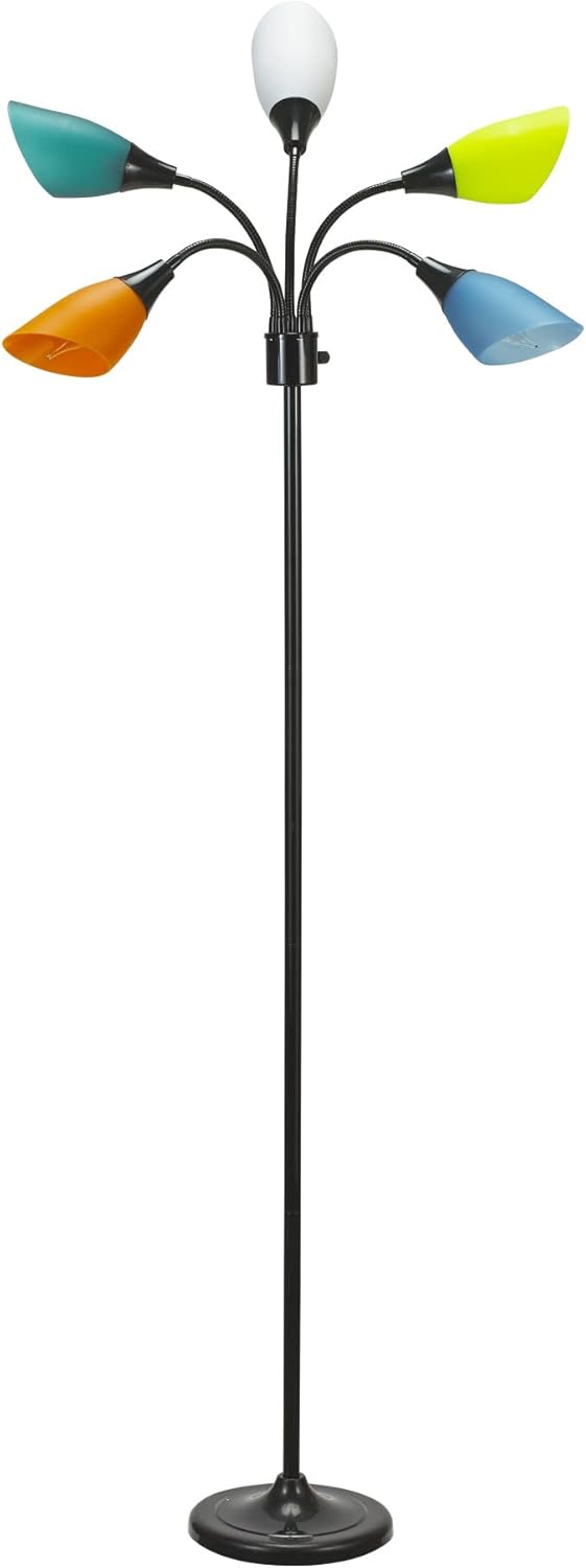 LAMP,  FLOOR,  68H,  5 LIGHT,  CUL MULTI COLOR SHADES,  BLACK BASE