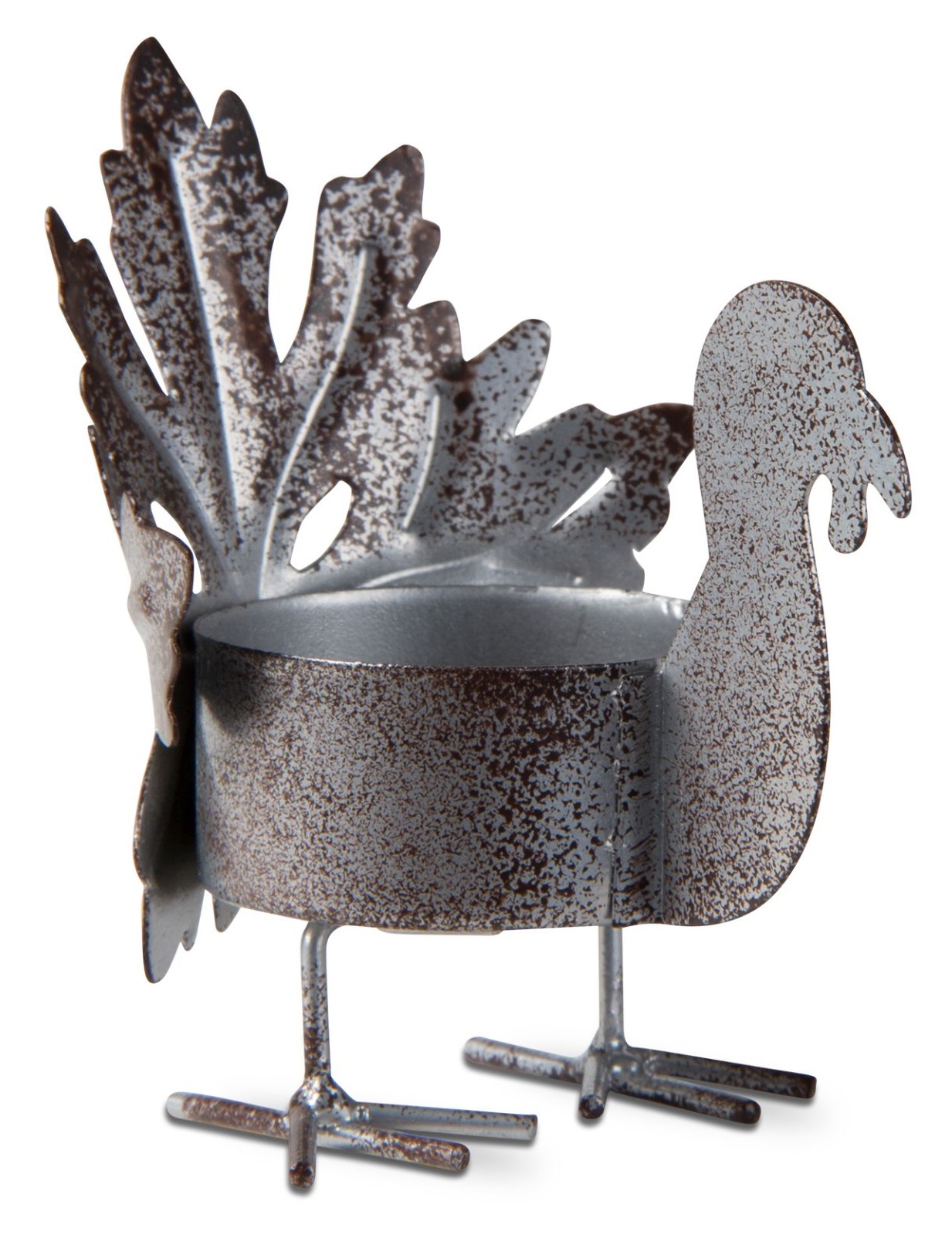 TEALIGHT HOLDER,  METAL,  TURKEY LEAF,  BRONZE,  3X3X3.5
