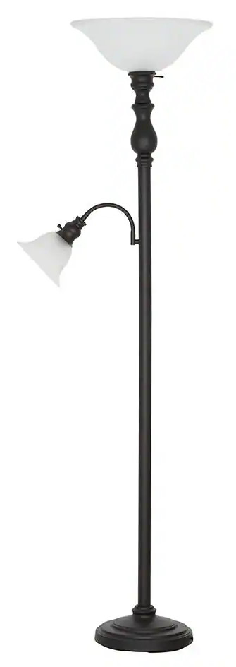 LAMP, FLOOR, 70IN, TORCHIERE, DARK BRONZE, W/READING LIGHT, BROWNBX