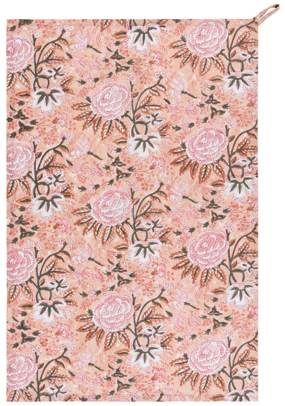TEA TOWEL,  28X18,  BLOCK PRINT,  BLOSSOMS