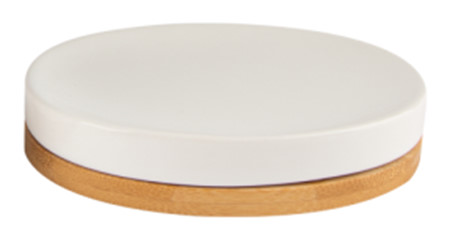 SOAP DISH, WHITE BAMBOO,  PRE PRICED 3.00 DG
