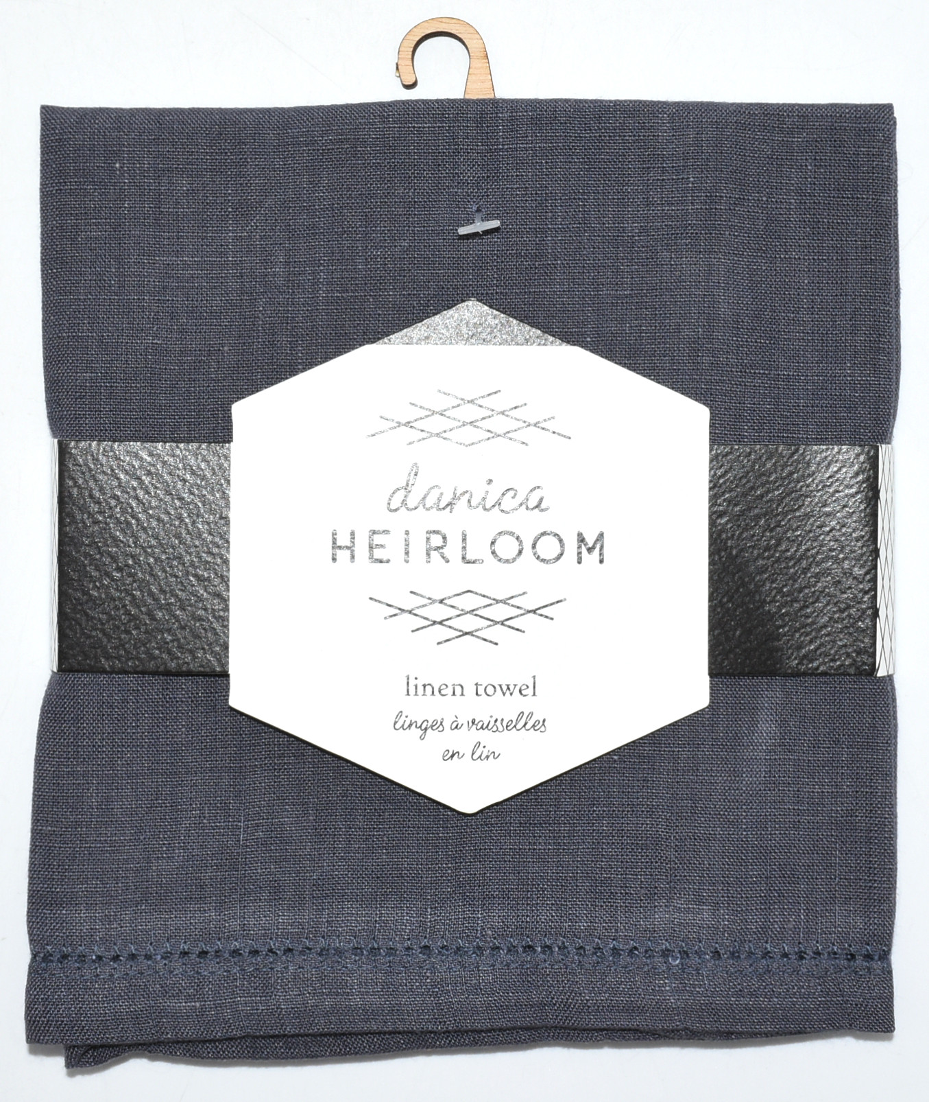 TEA TOWEL,  28X18,  HEMSTITCH,  LINEN,  CHARCOAL