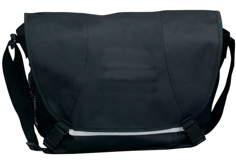 MESSENGER BAG,  TWO TONE,  WITH STRAP,  BLACK