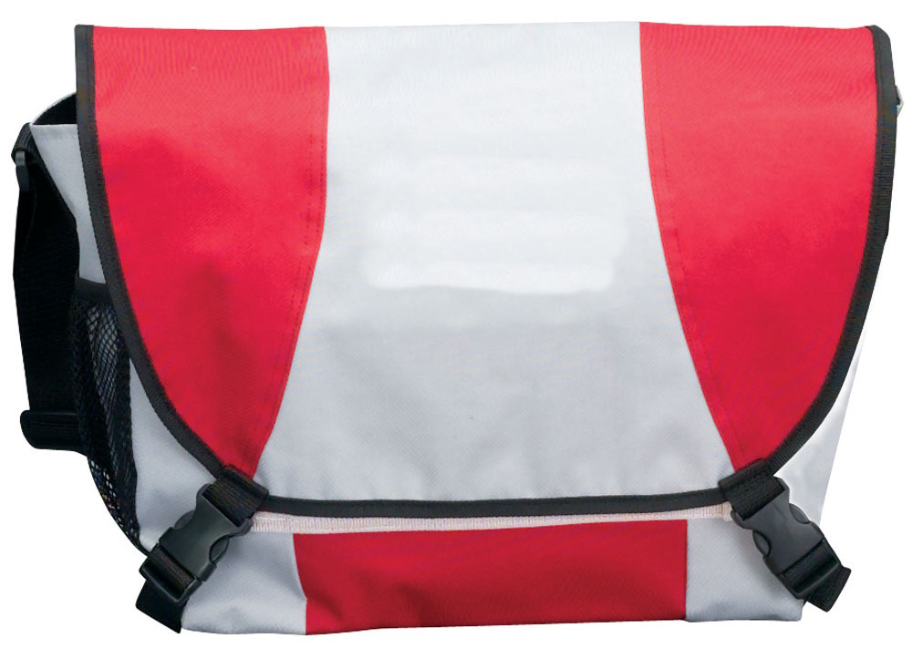MESSENGER BAG,  TWO TONE,  WITH STRAP,  RED