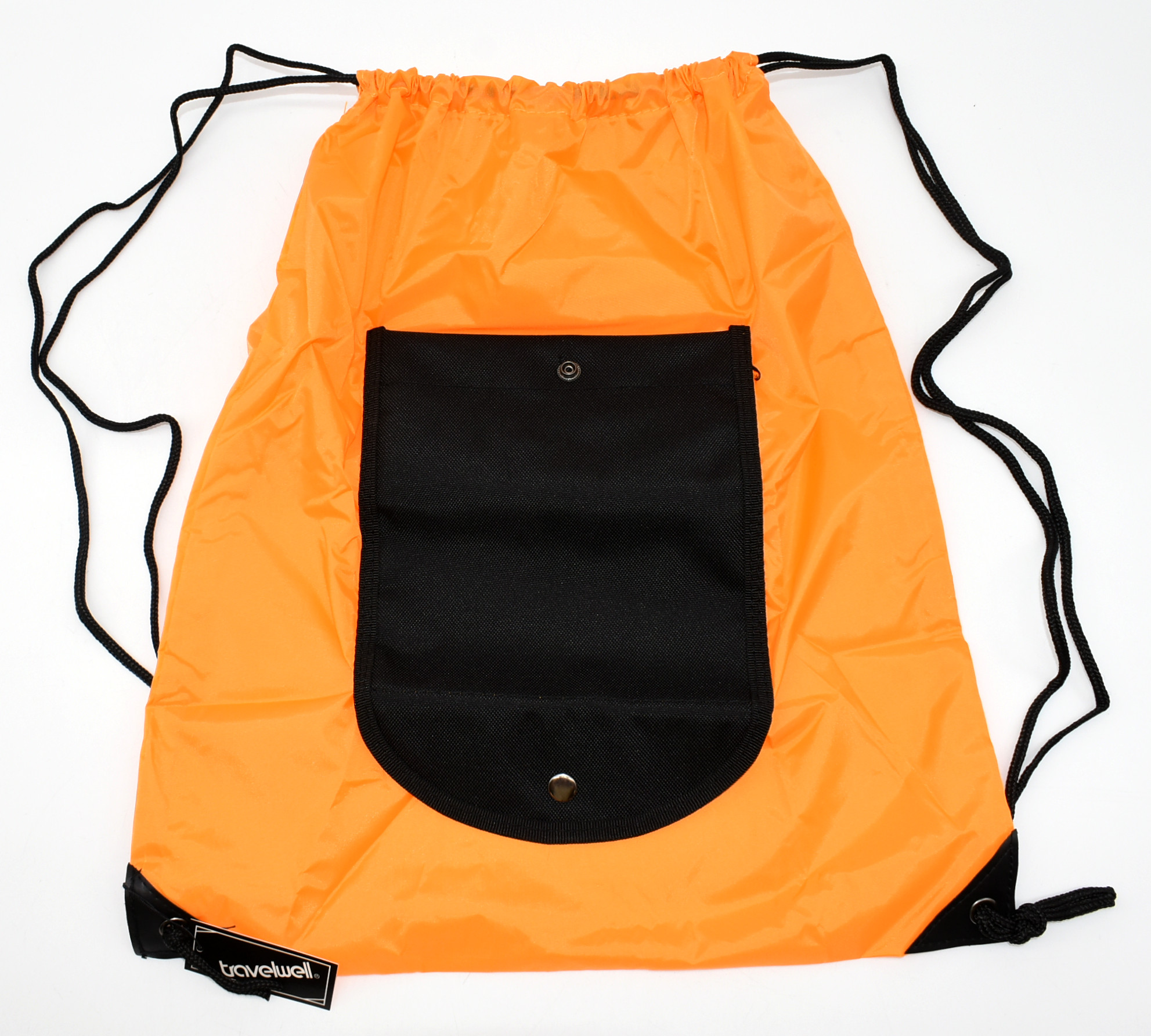 TOTE BAG,  DRAWSTRING,  BACKPACK 15X18,  FOLDABLE,  NYLON,  ORANGE