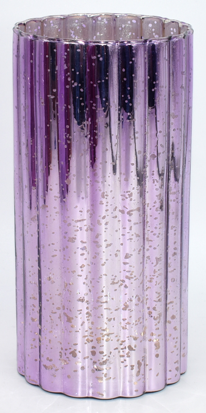 VASE,  4 X 8 IN,  GLASS,  PURPLE,  MERCURY GLASS