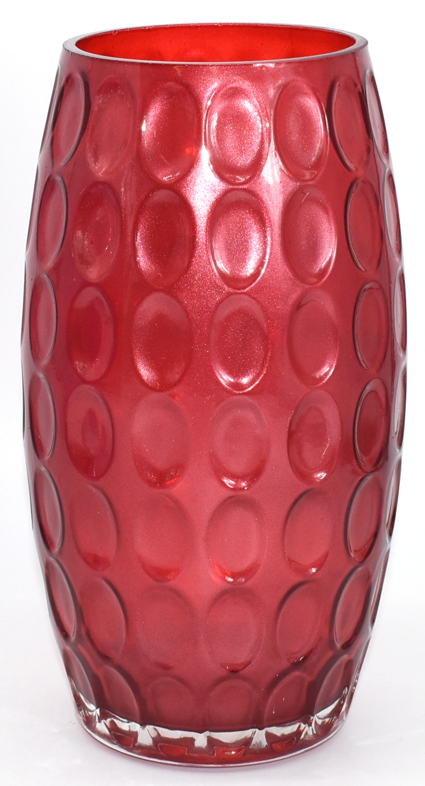 VASE,  4 X 9 IN,  GLASS,  RED,  TEXTURED