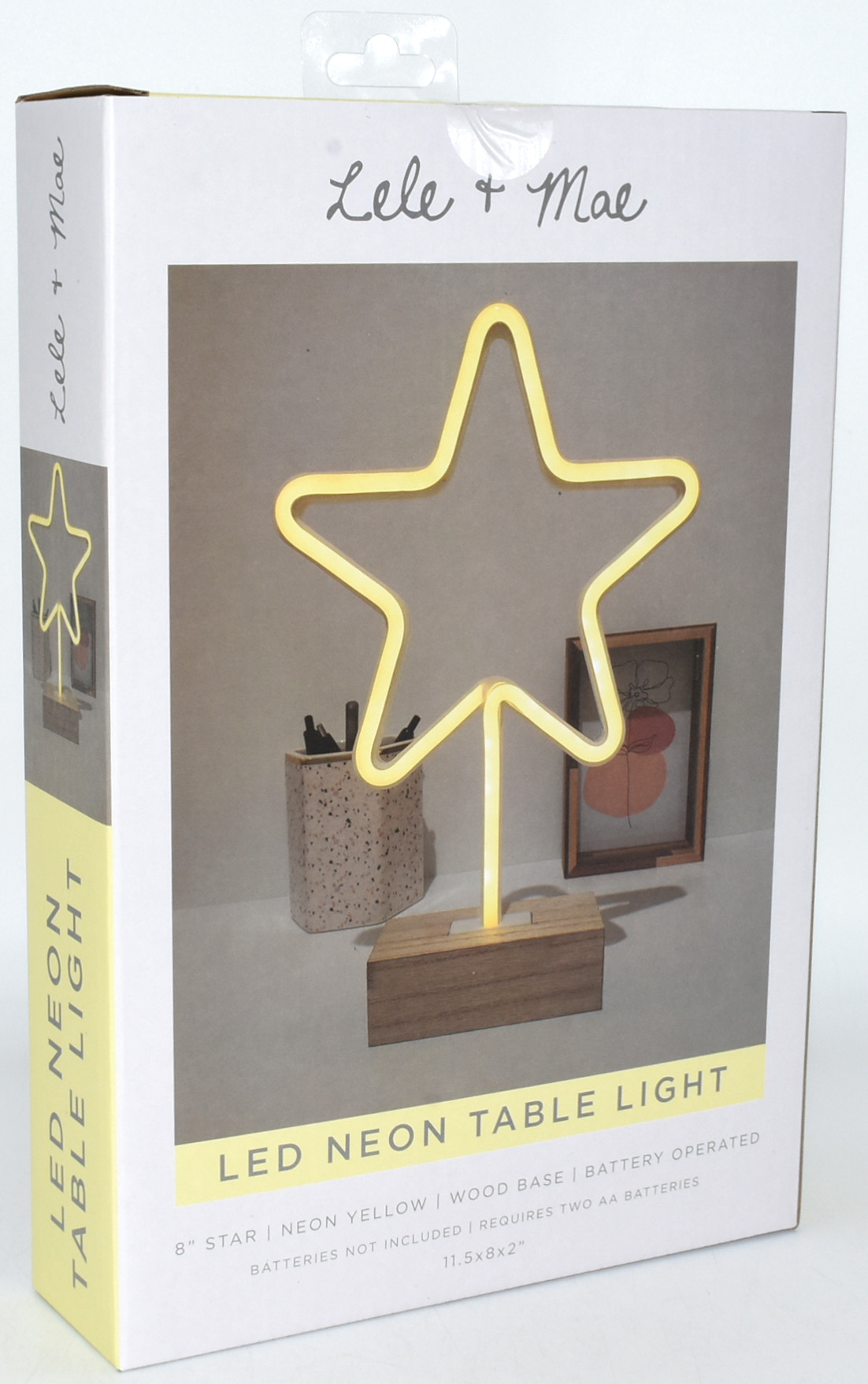 NEON LIGHT, 12IN, STAR, WITH WOOD STAND