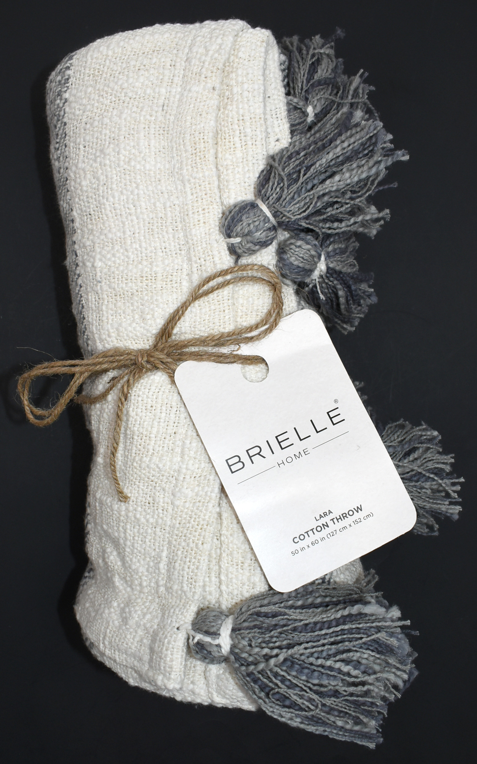THROW,  50X60,  COTTON,  GREY LARA