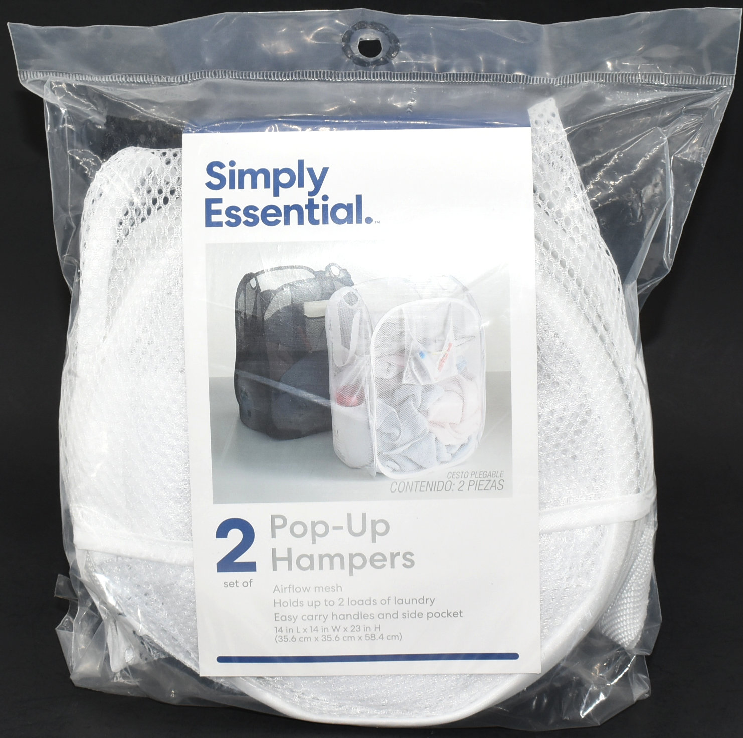 HAMPER 2PK POP UP DELUXE 14X14X23 1 BLACK 1 WHITE