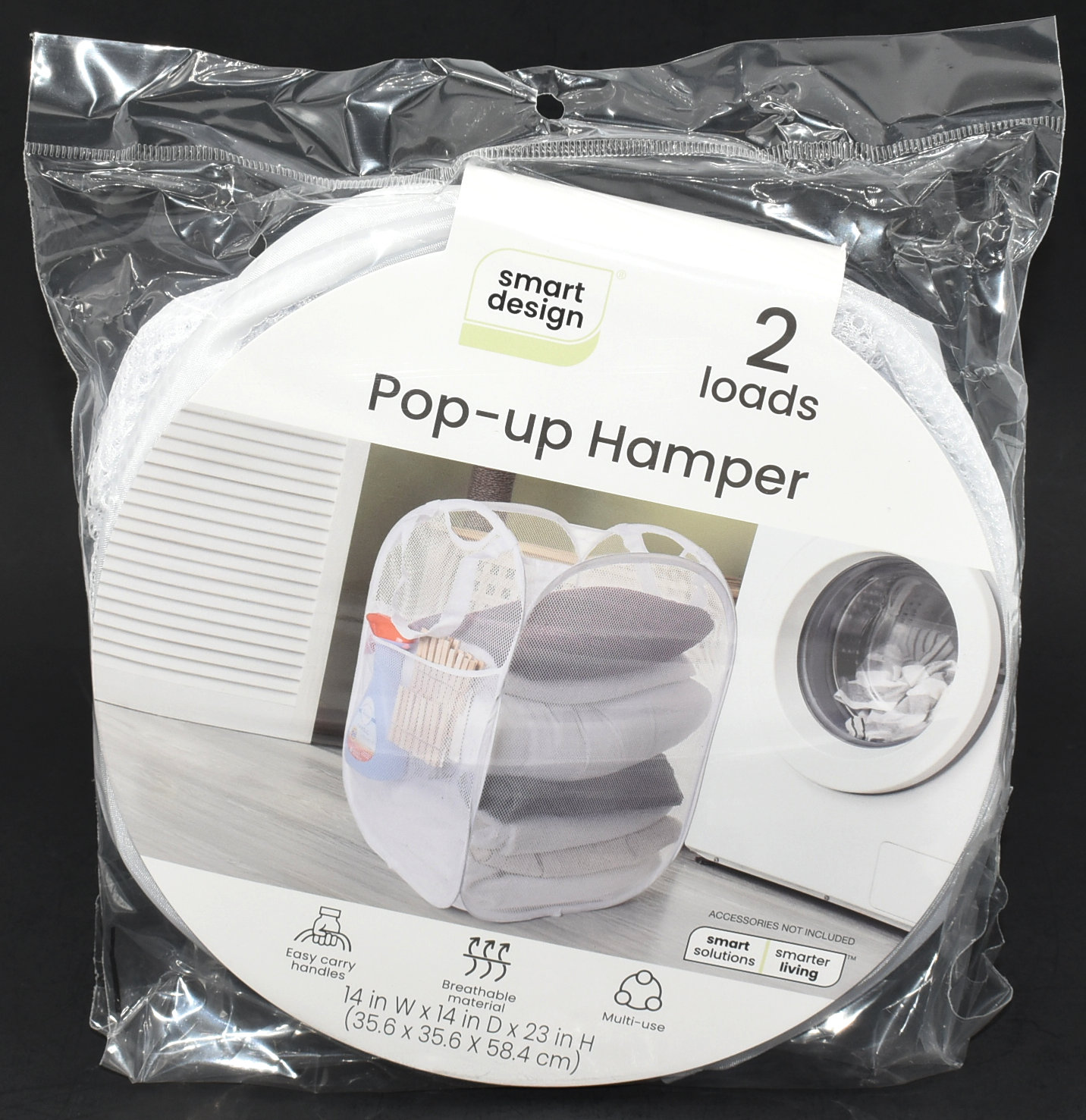 HAMPER POP UP WHITE 14X14X23