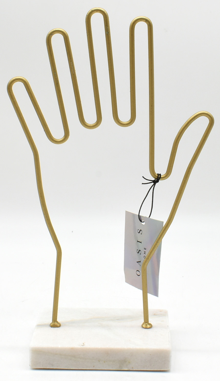 JEWELRY ORGANIZER,  6X3X10,  GOLD,  HAND,  MARBLE BASE
