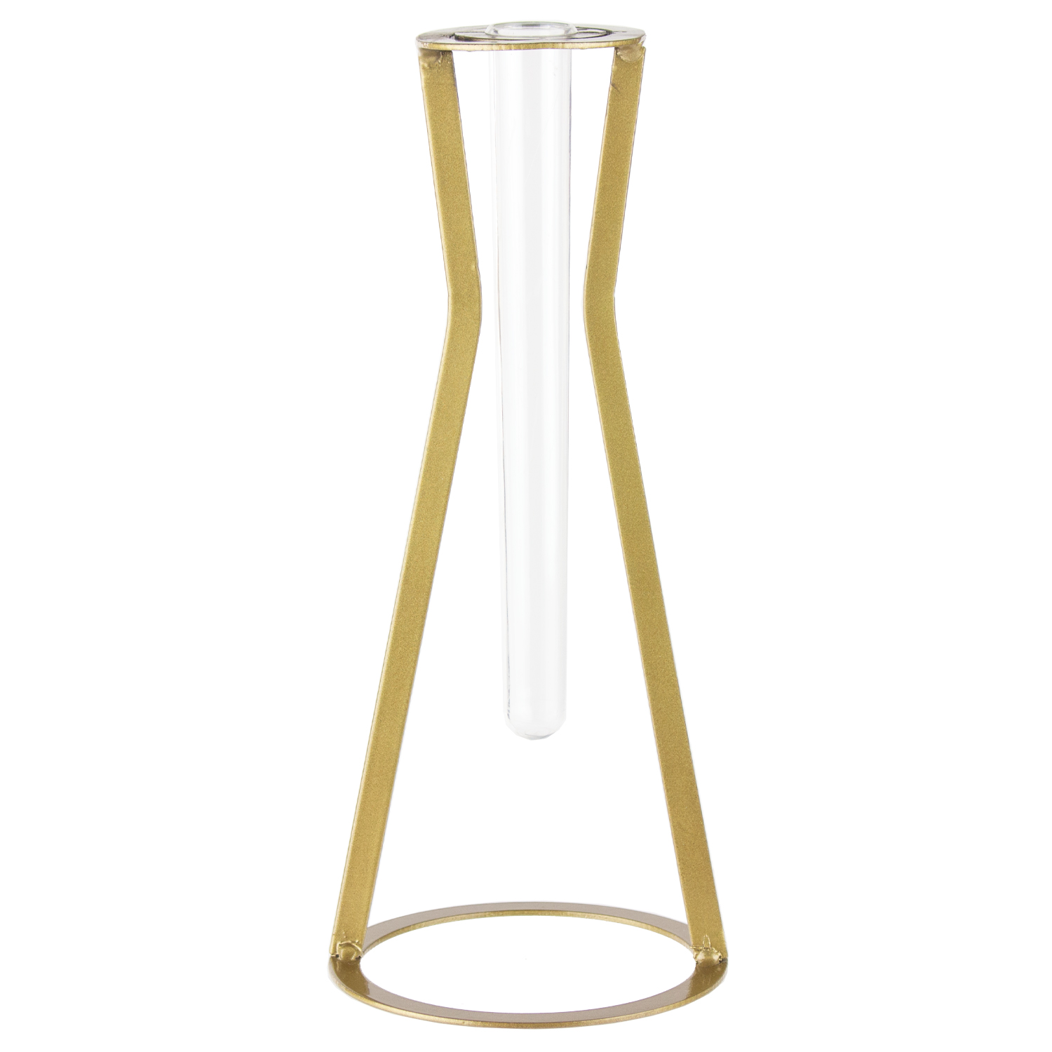 VASE, 9.25, WIRE, BEAKER, BRASS,  GLASS, METAL