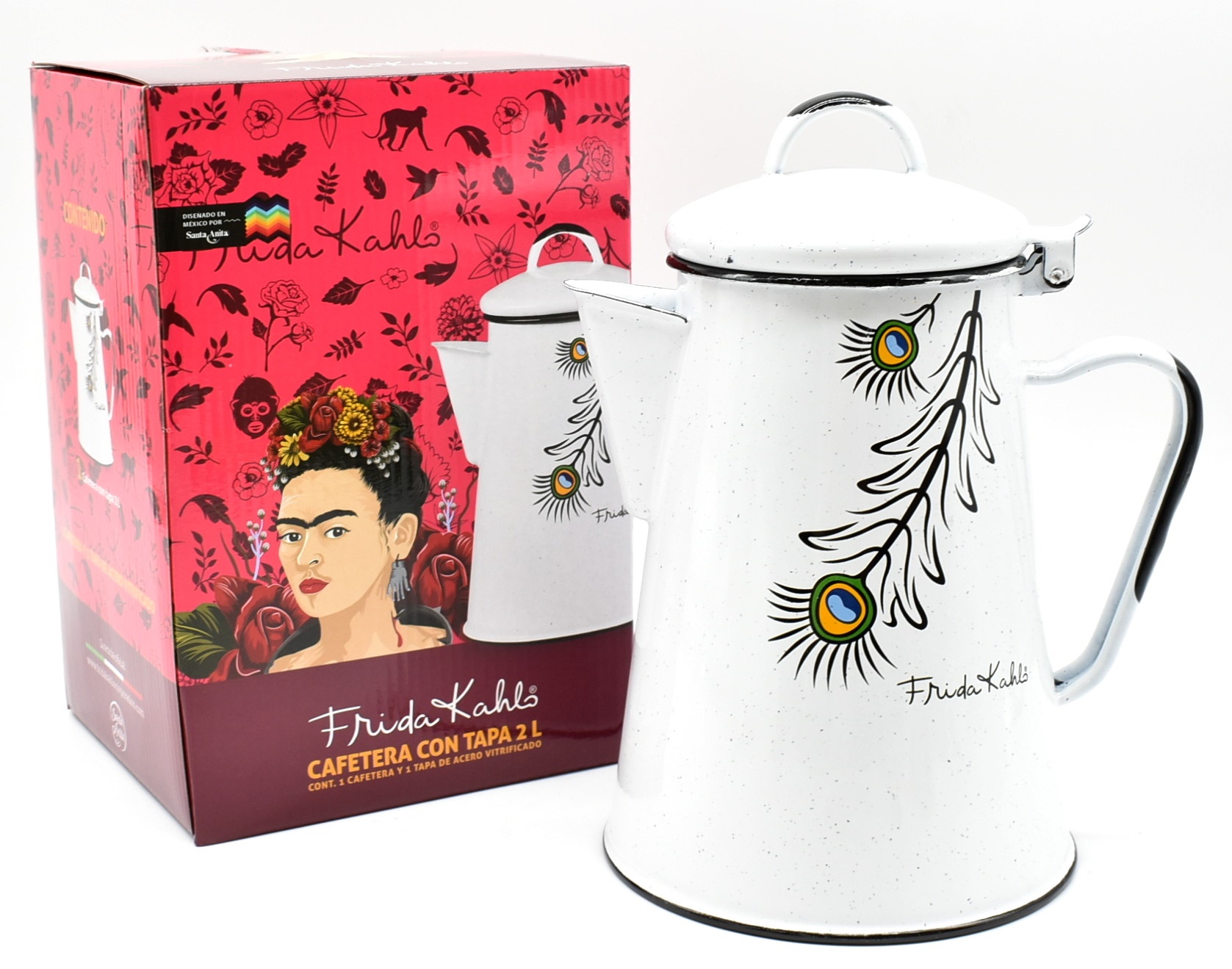 COFFEE MAKER W.LID, FRIDA KAHLO WHITE W. DESIGN COLOR BOX