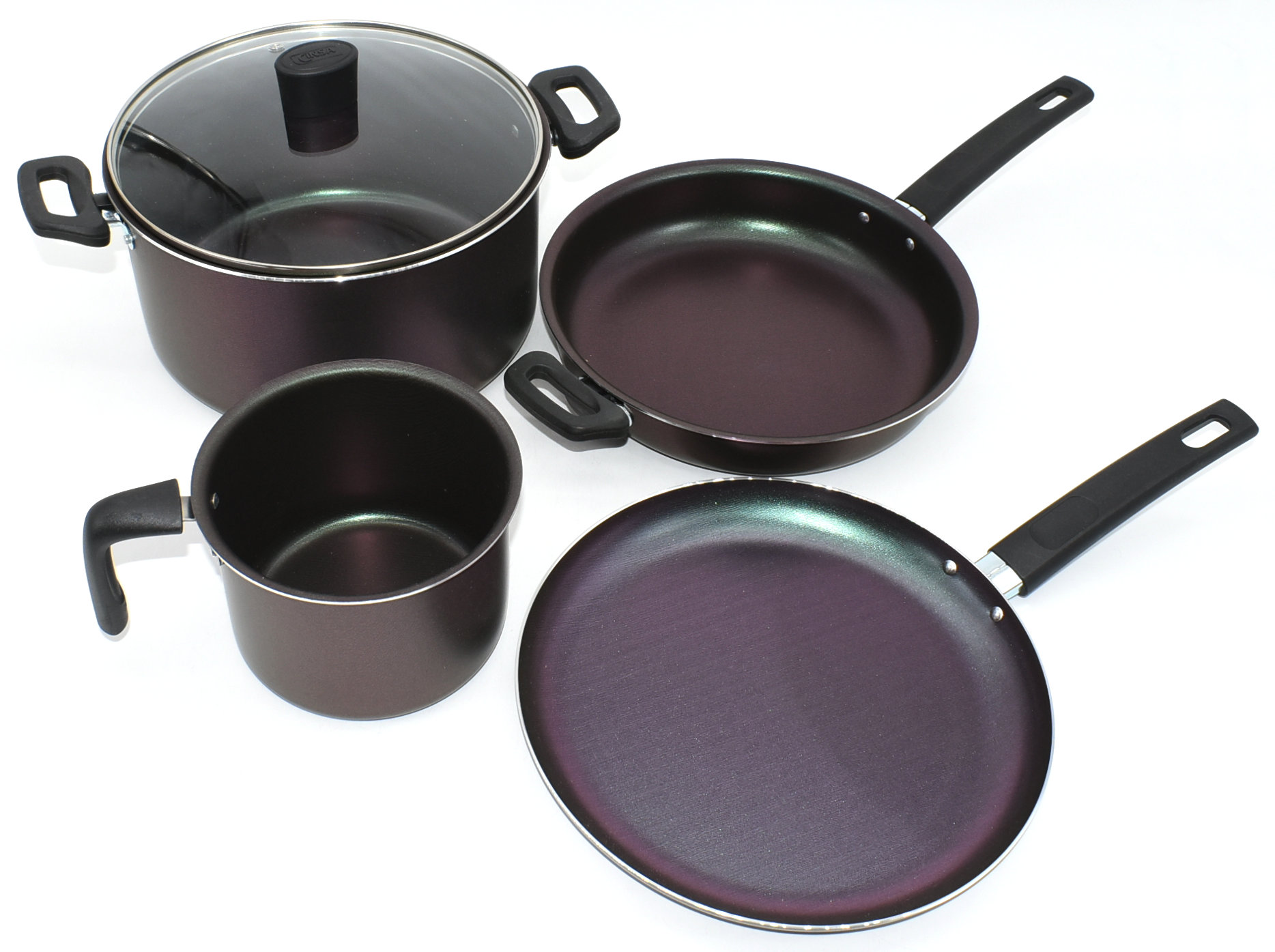 COOKWARE 5PC SET NON-STICK ALUMINUM,  BROWN BOX