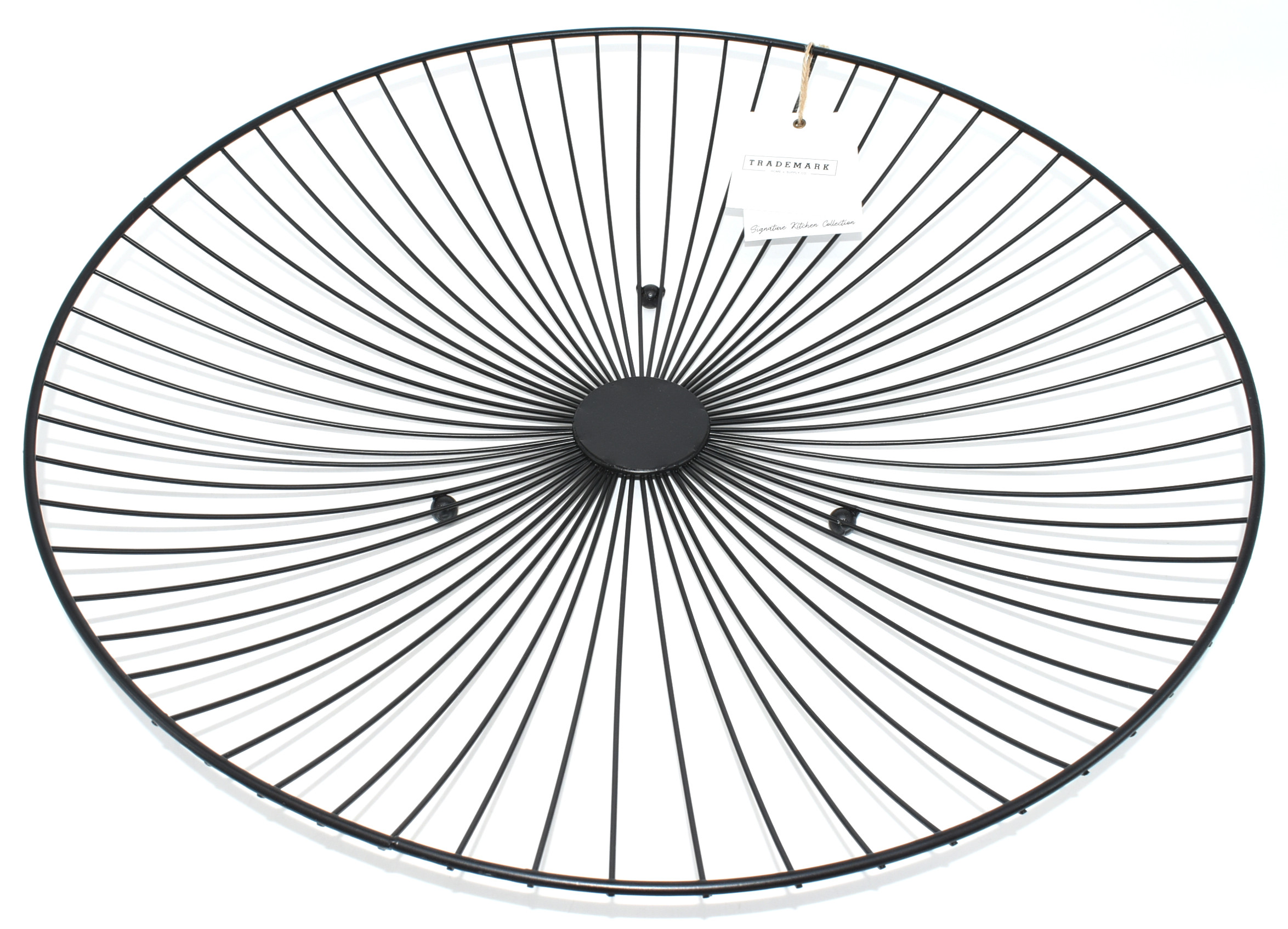 FRUIT BASKET, BLACK METAL, WIDE 19.63D X 2.75H