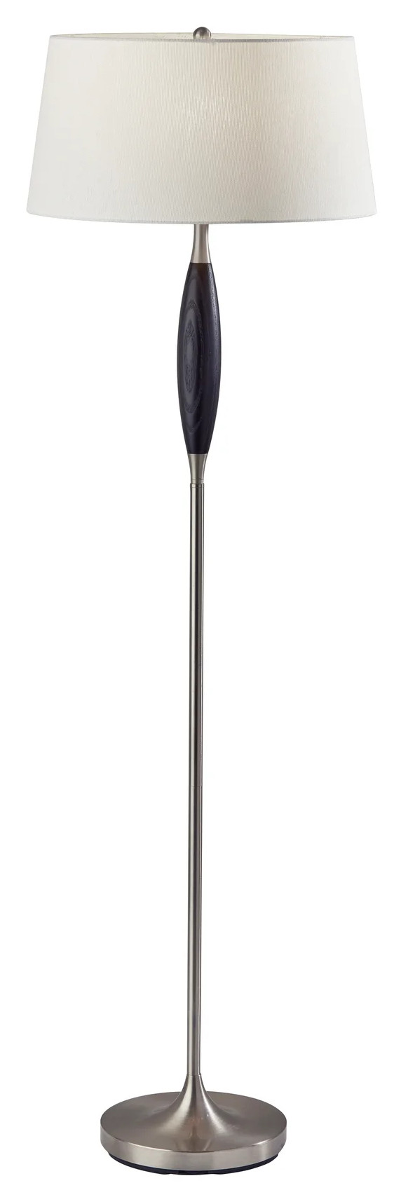 LAMP,  FLOOR,  59H, BRUSHED STEEL BASE,  WHITE TEXTURED SHADE