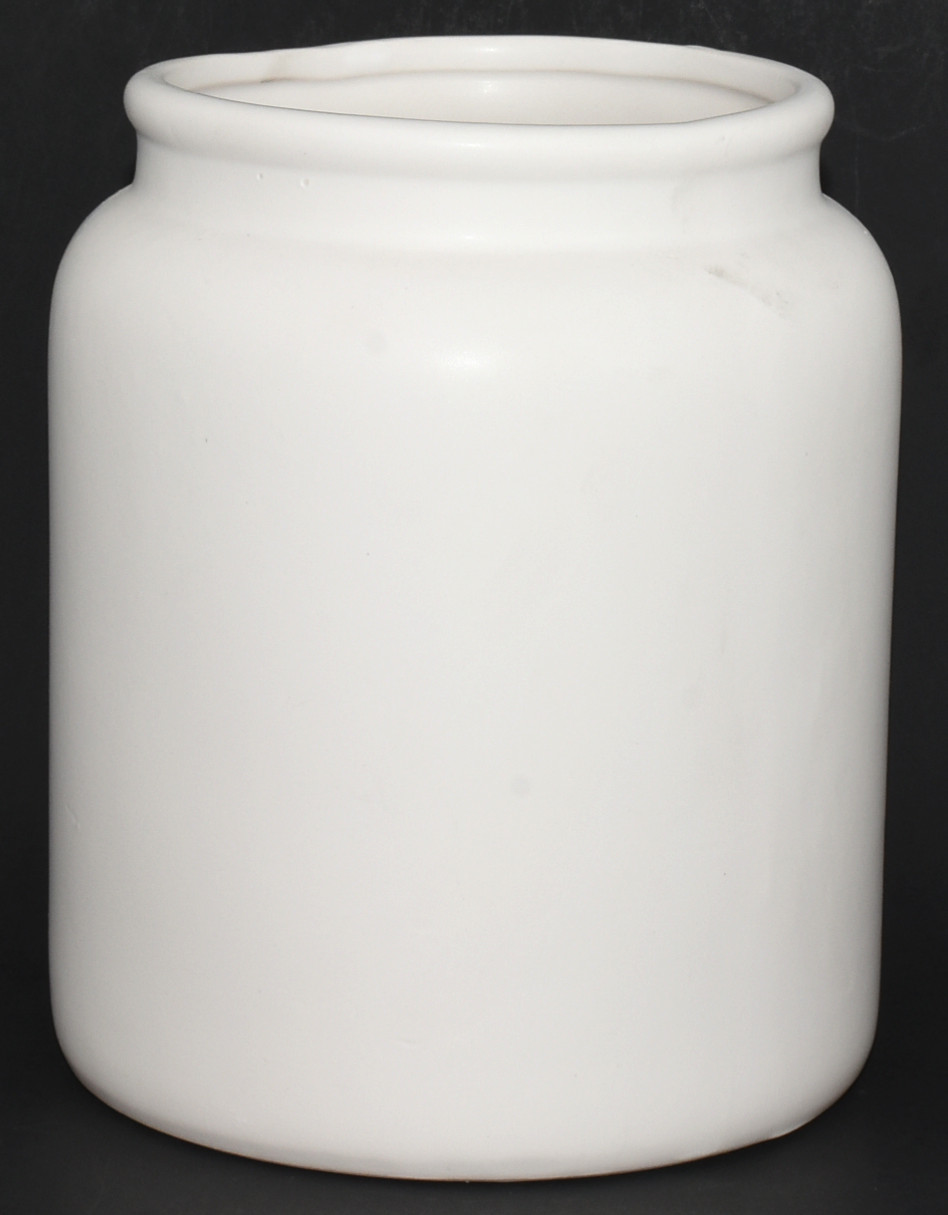 UTENSIL CROCK,  CERAMIC,  WHITE MATTE