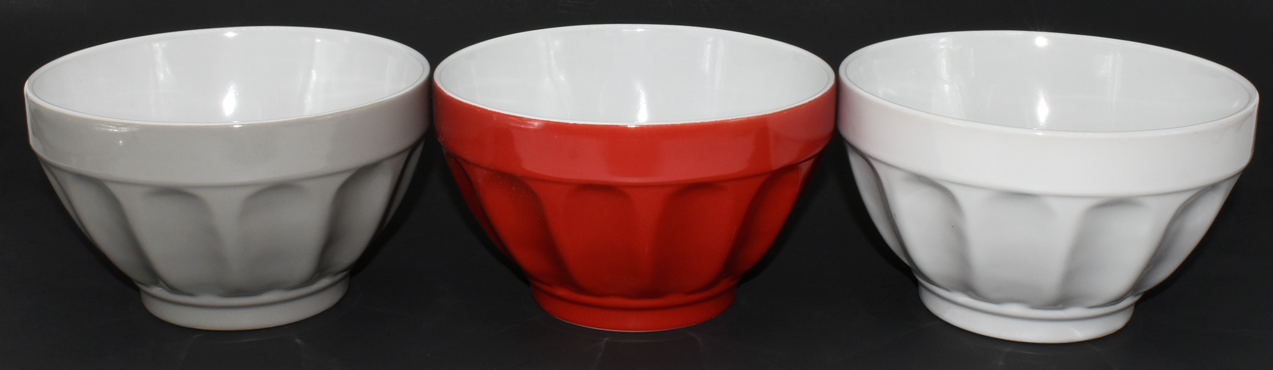 BOWL,  SERVING,  6 IN,  ASSORTED RED,  GREY,  WHITE,  MINT GREEN