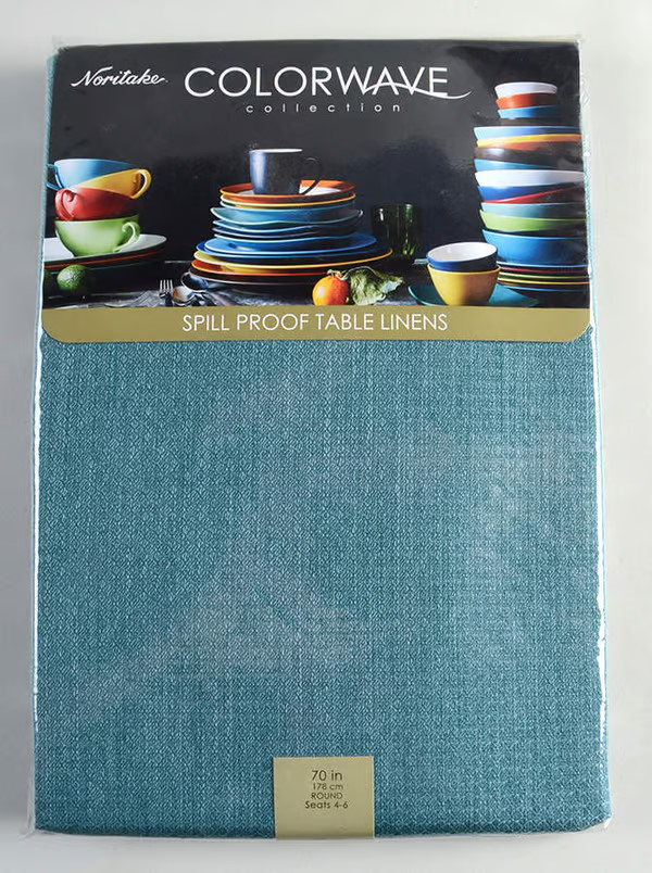 TABLECLOTH,  70 IN, ROUND, FABRIC TURQUOISE,  COLORWAVE,  NORITAKE